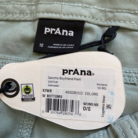 Prana Sancho Boyfriend Pant Sz 10 Saltwater Relaxed Fit Mid Rise Stretch Organic - Picture 6 of 12